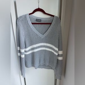 Wooden Ships Gray and White Striped Knit Sweater